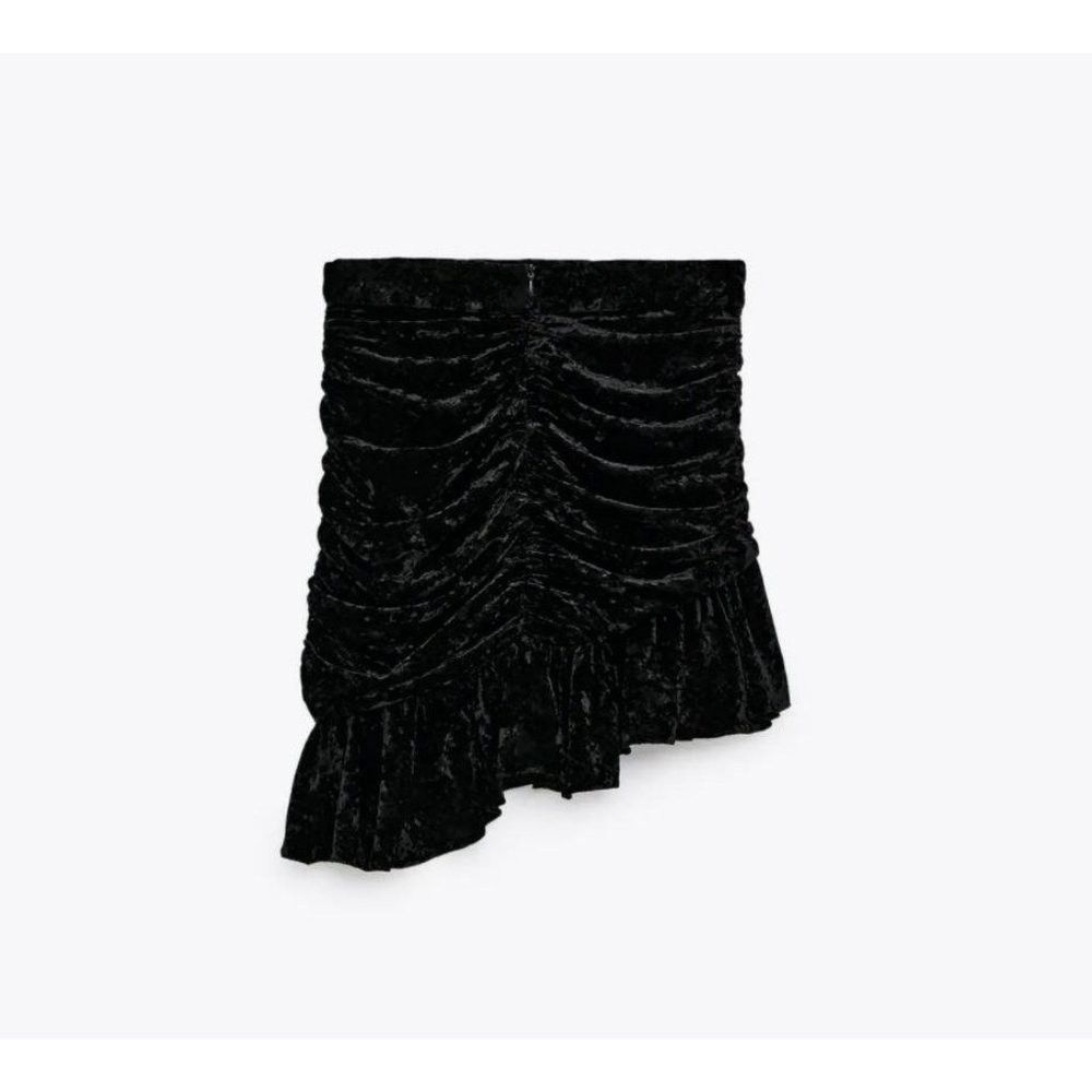 NWT ZARA High-Waist Velvet Asymmetrical Mini Skirt - Picture 6 of 9